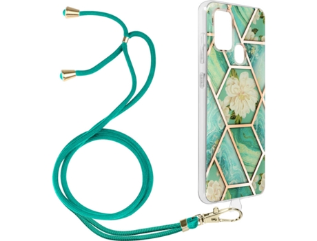 Funda Samsung Galaxy A21s AVIZAR Geométrico con Correa (Azul)