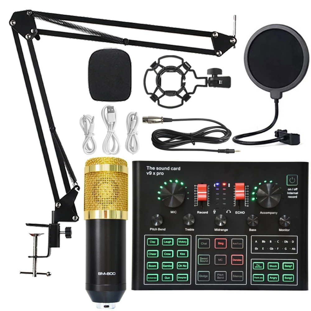 Micrófono De Condensador De Estudio (dorado), Apto Para Karaoke.