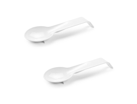 PLASTIC FORTE Juego de 2 Reposa Cucharas de Cocina Con Mango Antideslizante Blanco