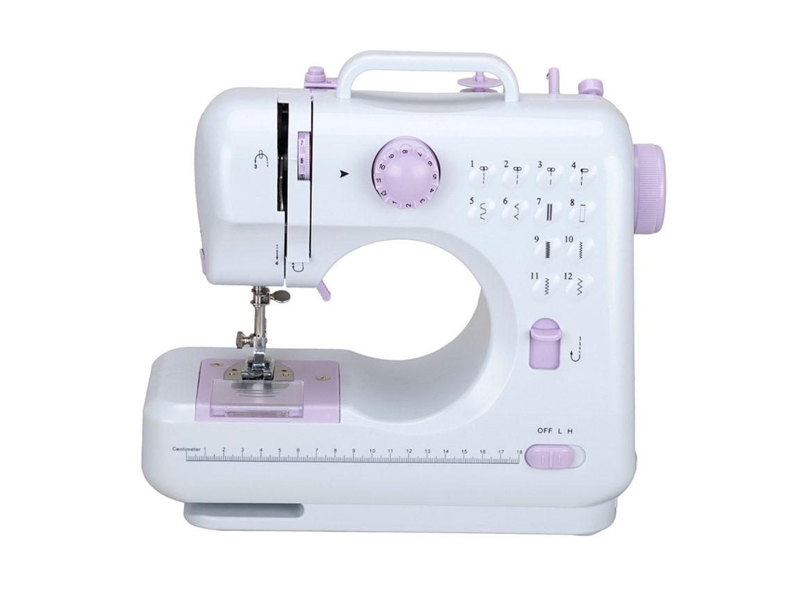 Máquina de coser portátil multifuncional con 12 puntadas integradas y luz LED para uso doméstico y principiantes, color morado Cuich