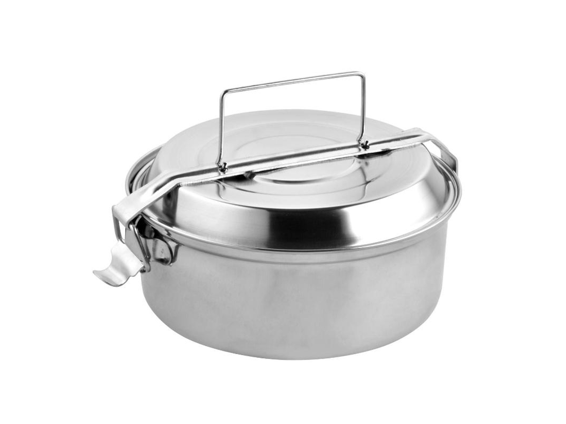 Fiambrera Metalica de Acero Inoxidable Con 2 Platos Ø 18 cm Lunch Box. Fiambrera Metalica. Porta Alimentos Metalico. ORYX