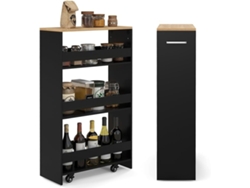 Carrito de Cocina con 4 Ruedas, Carrito Estrecho con 4 Estantes y Asa para Cocina y Baño (Negro)