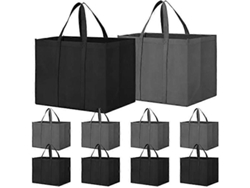 Paquete de 10 bolsas de compra reutilizables Luxora, grandes y plegables, con asas largas, ideales para comprar comestibles, ropa y productos.