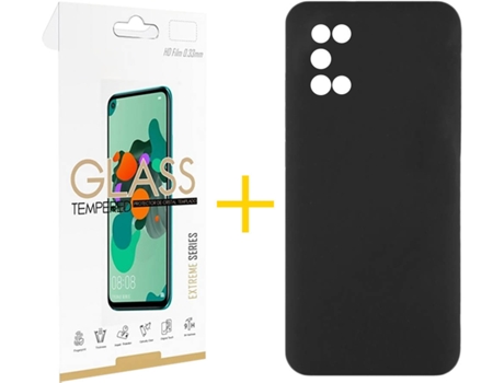 Carcasa + 1 Protector de Vidrio Samsung Galaxy A03s SKYHE Silicona Liso Negro