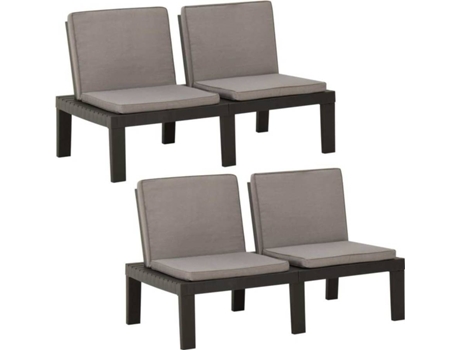 Conjunto 2 Banco VIDAXL Gris Plástico (130x65x70 cm)