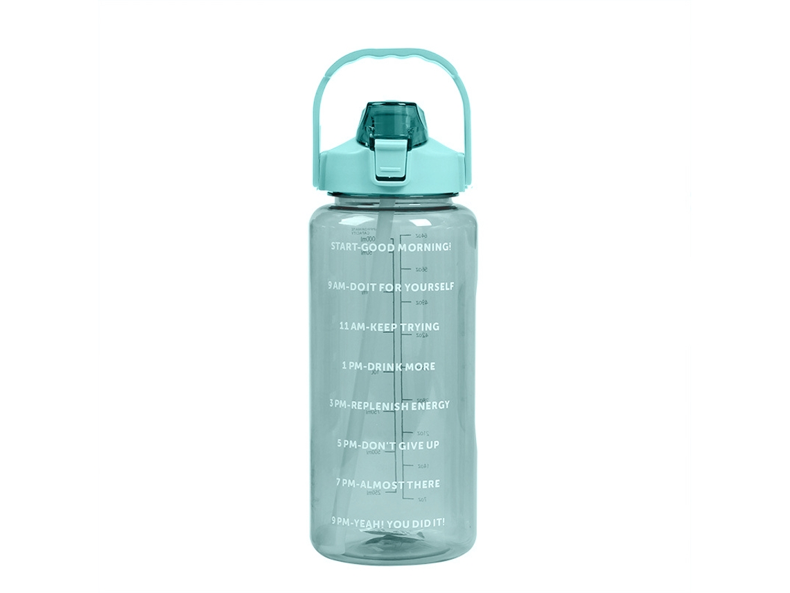 Botella de agua deportiva de 2 litros con tapa y vaso, apta para microondas. MDUG (verde)
