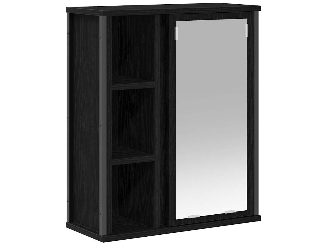 Maison Exclusive - Mueble De Baño De Pared Con Espejo Roble Negro 50x21x60 Cm
