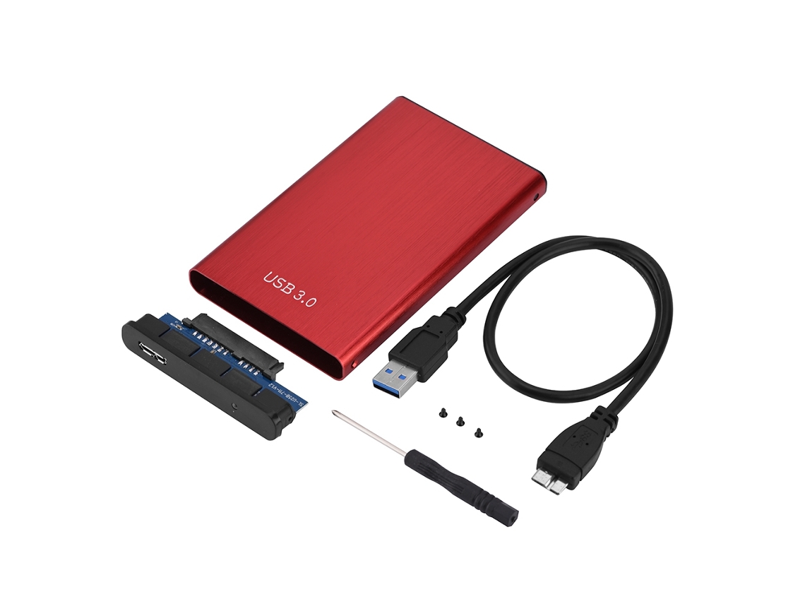 Caja De Carcasa Externa De Disco Duro De Aluminio Usb 3.0 Roja (no Incluye Disco Duro)
