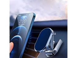 Soporte magnético plegable para teléfono de coche, montaje en parabrisas con articulación giratoria de 360° para un fácil almacenamiento e instalación económica.