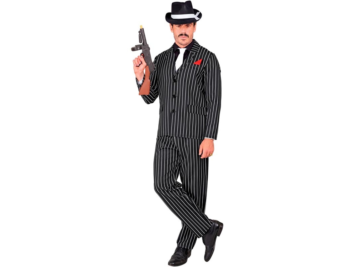 Disfraz de Gángster negro y blanco a rayas para hombre