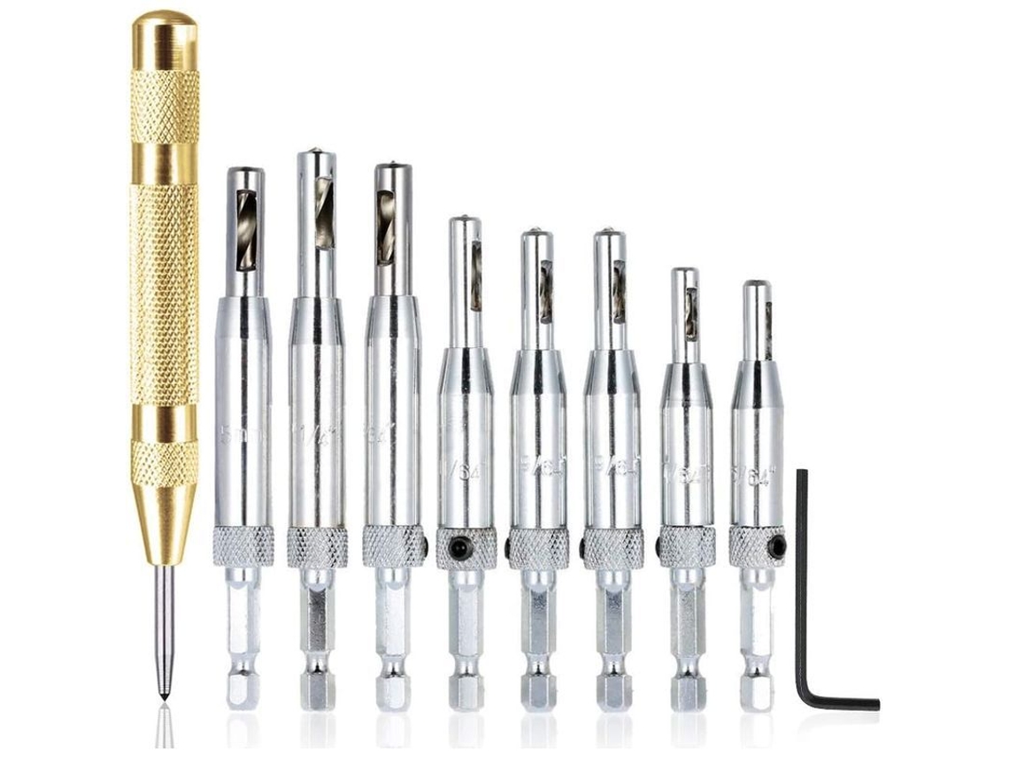 2026-8 Piezas Conjunto De Brocas De Centrado Para Bisagras Herramientas De Carpintería 1/4" Puertas Muebles