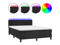 Maison Exclusive - Cama Box Spring Colchón Y Led Terciopelo Negro 140x190 Cm