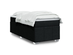 Cama Box Spring Con Colchón Tela Negro 90x190 Cm