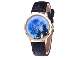Reloj De Pulsera Analógico De Cuarzo Negro De Moda Con Esfera Redonda