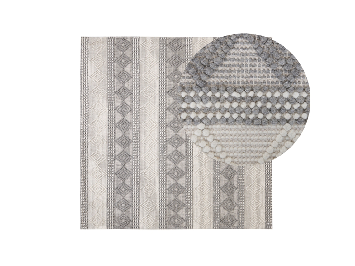 Alfombra de pelo corto BELIANI Bozova de Lana Gris 200x200