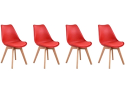 Pack De 4 Sillas Escandinavas Rojas Con Cojín Nora