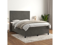 Cama Box Spring Con Colchón Terciopelo Gris Oscuro 140x200 Cm