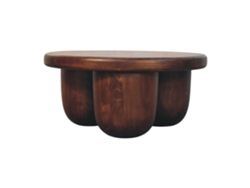 Mesa De Centro De Madera Maciza Clara Esculpida