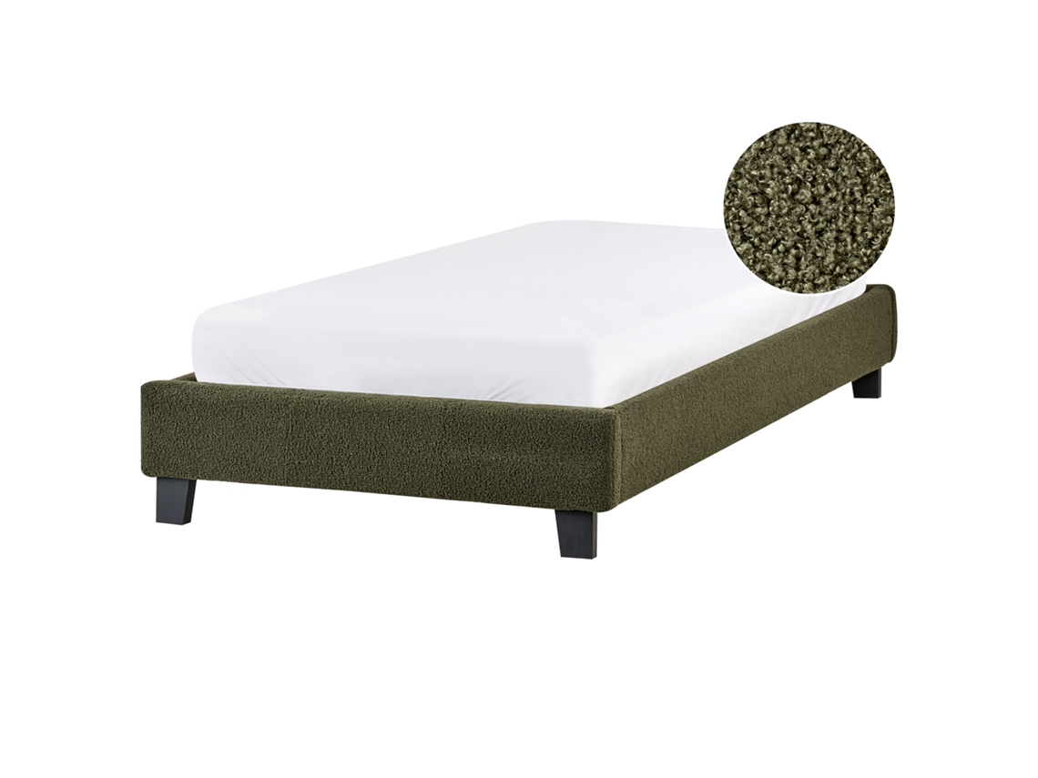 Sommier Individual De Diseño Clásico Beliani Roanne De Bouclé Verde 90x200