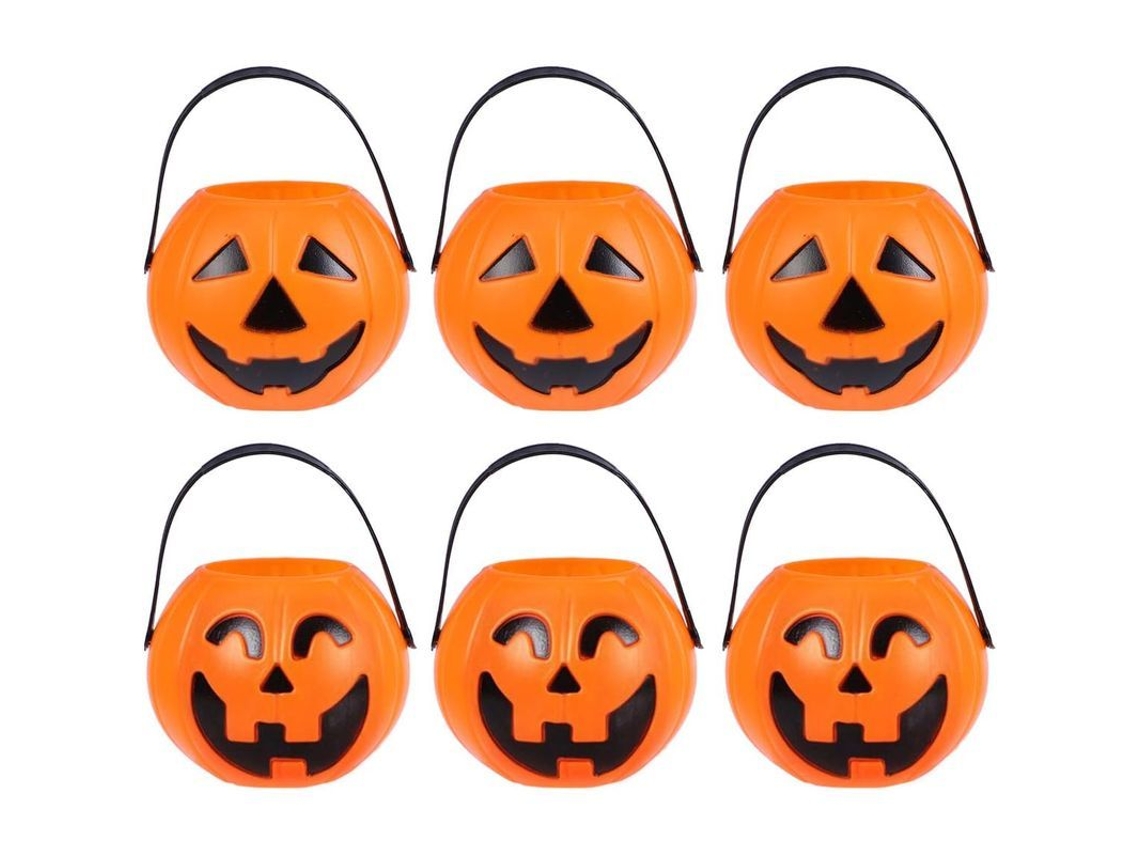 Cubo De Dulces De Calabaza Para Halloween, 6 Piezas, Mini Cubos Con Mango Para Trato O Truco Y Decoración De Fiesta