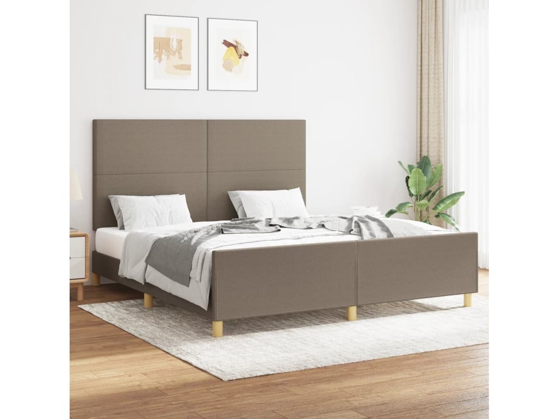 Cama Sin Colchón Tela Gris Taupe 160x200 Cm