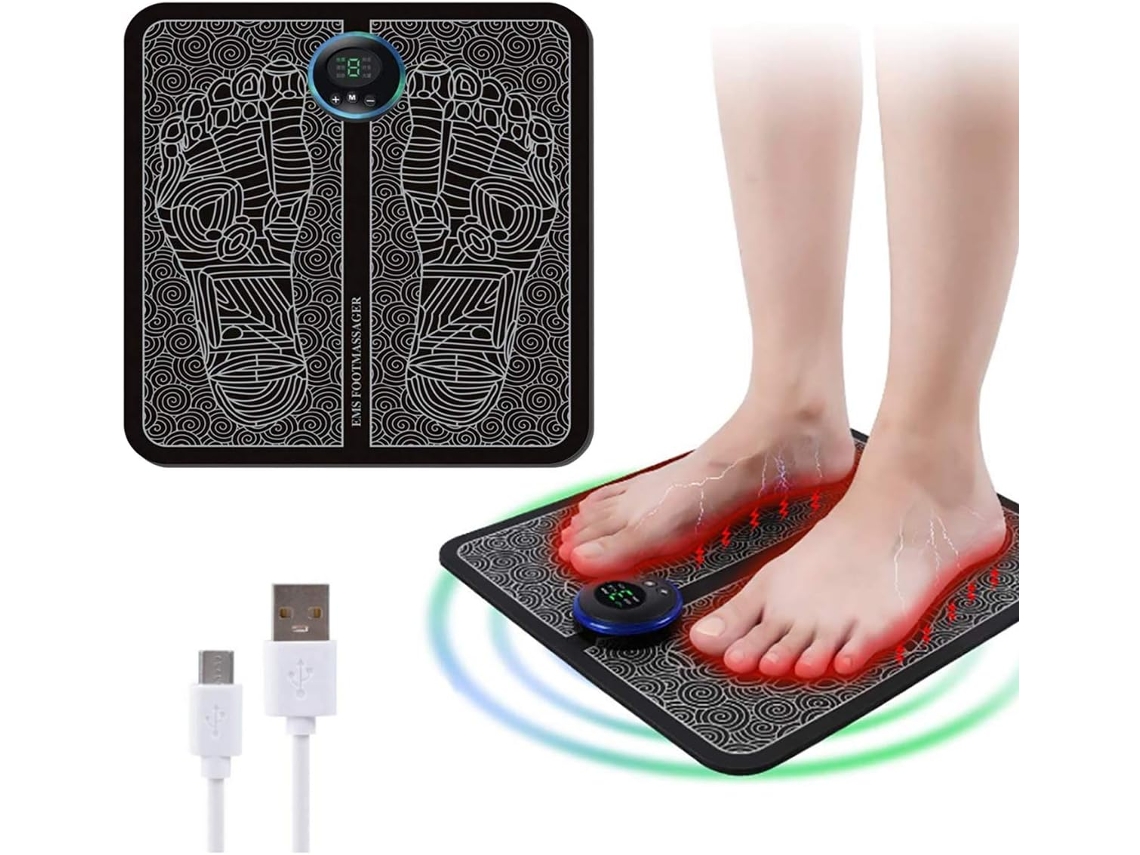 VYLARA Massageador De Pés Com Pulsos Elétricos De Baixa Frequência, 8 Modos E 19 Níveis, Multifuncional, Portátil E Recarregável Para Viajantes