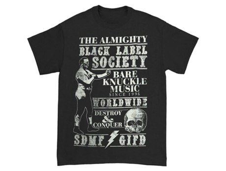 Camiseta ROCKINSTONE Black Label Society Bare Knuckle Music Tee (L)