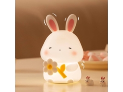 Luz nocturna LED de conejito, regulable, de silicona súper blanda, recargable por USB (blanca)