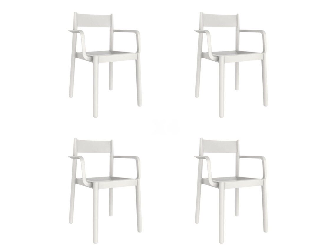 GARBAR DANNA Set 4 Silla Con Brazos Interior Exterior Blanco