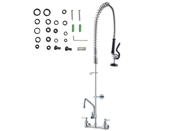 Grifo para fregadero de cocina Succebuy, montaje en pared, comercial, manguera de enjuague, 44 pulgadas de alto