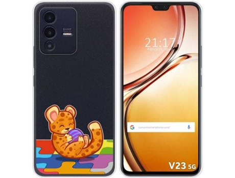 Carcasa para Vivo V23 5G TUMUNDOSMARTPHONE Dibujos Transparente Leopardo Multicolor