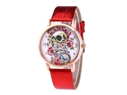 Reloj De Pulsera De Cuarzo Para Mujer, Con Correa De Cuero, Ideal Para Negocios Y Uso Diario (rojo).