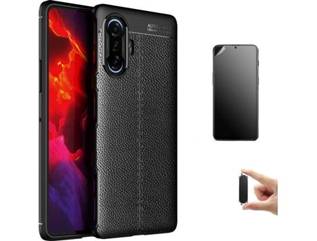 Carcasa + Protector + Soporte Xiaomi Poco F3 GT Rugged Leather Negro BD-HF&LC