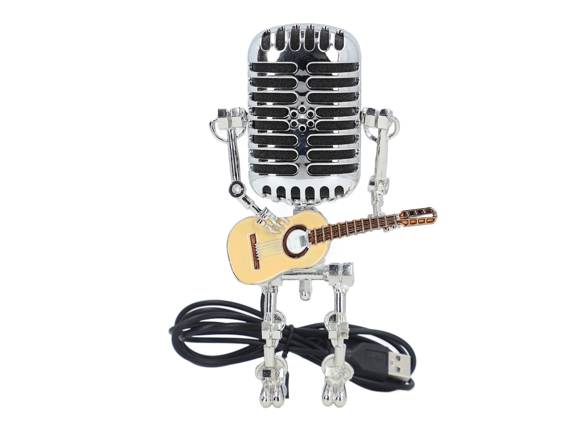 Bj-robot Microfone De Metal Com Guitarra Estilo Punk Retro Lâmpada Led Para Dormitório Bar Amarelo