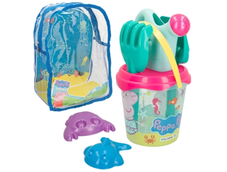 Set de Juguetes de Playa COLORBABY Peppa Pig Set cubo c/accesorios y mochila transporte (Edad Mínima Recomendada: 18 meses)