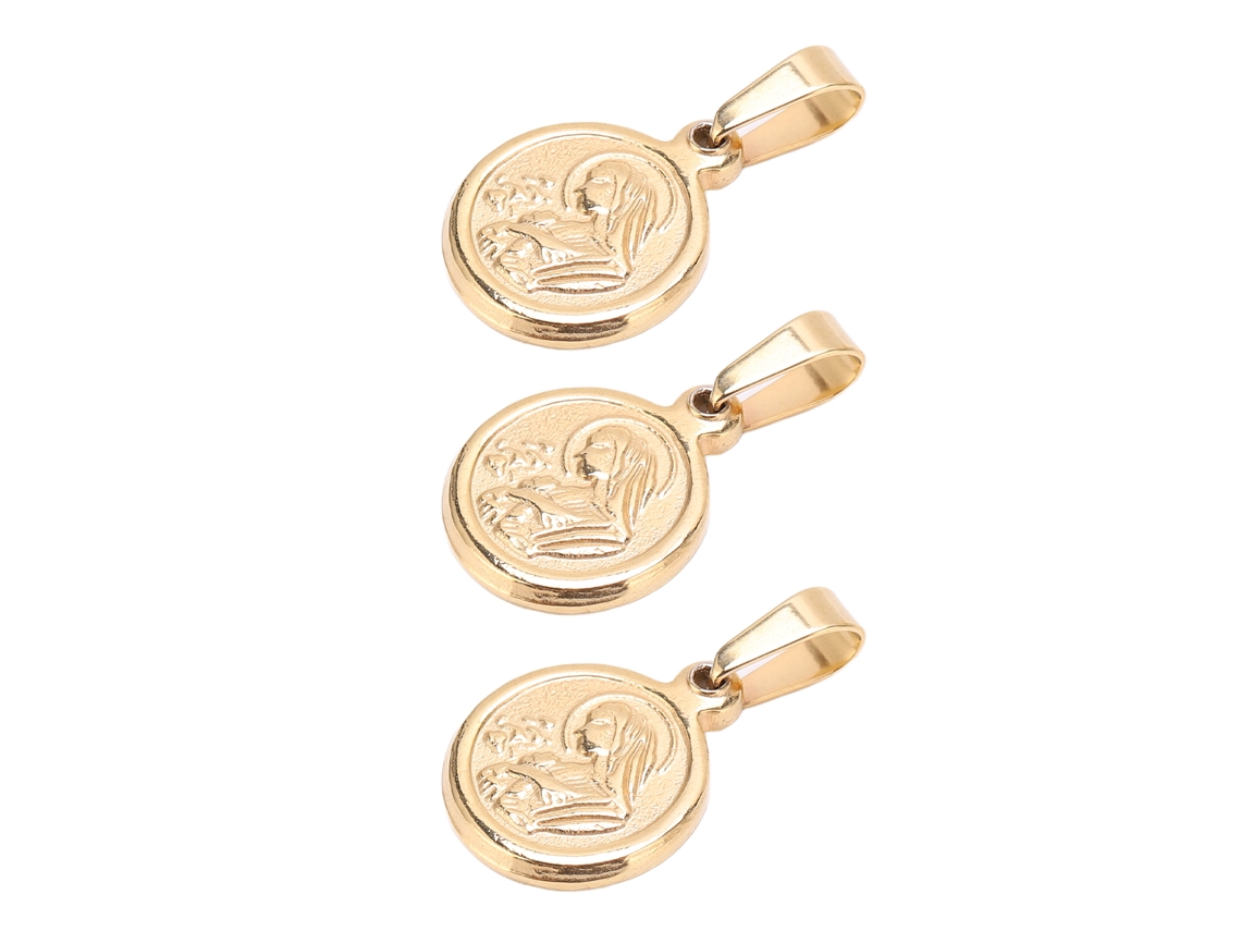 3 Colgantes De Acero Inoxidable De La Virgen María Con Collar Extraíble - Regalo Religioso