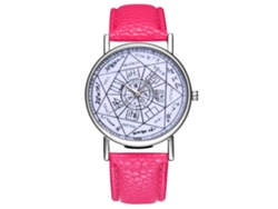 Elegante Reloj De Pulsera De Cuarzo Para Parejas Con Correa De Cuero Rosa Y Roja.