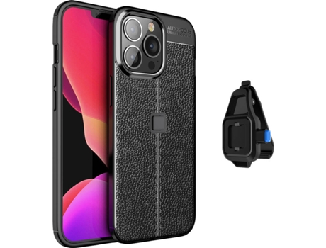 Carcasa + Soporte iPhone 13 Pro Max Rugged Leather Negro