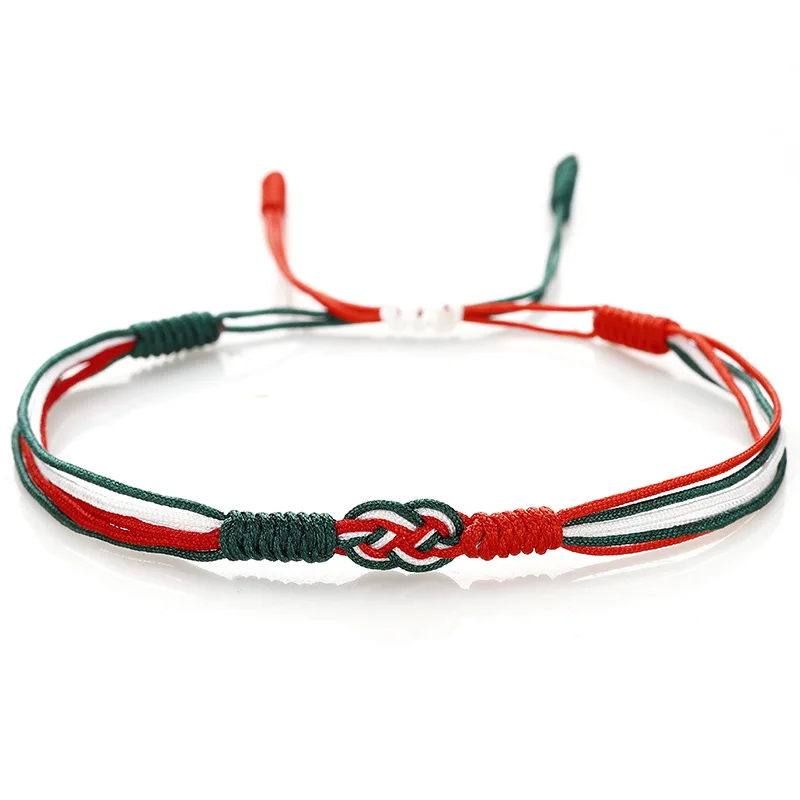 (méxico) Pulsera De Cuerda Tejida A Mano Con La Bandera Nacional, Joyería De Equipos Deportivos