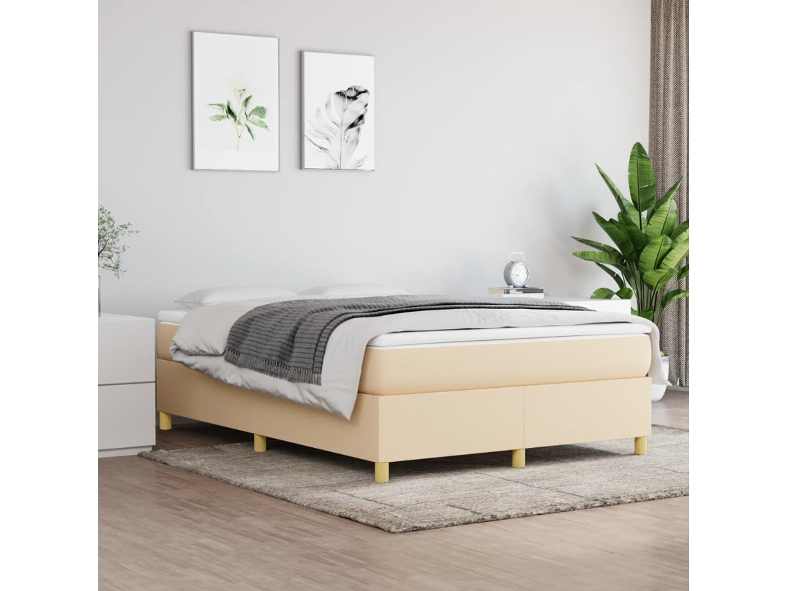 Cama Sin Colchón Tela Color Crema 140x190 Cm