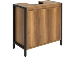Mueble Para Debajo Del Lavabo Armario De Baño De Suelo 1 Estante Y 2 Puertas Bzr63-Pf SOBUY (Marrón-60x60x30 cm)