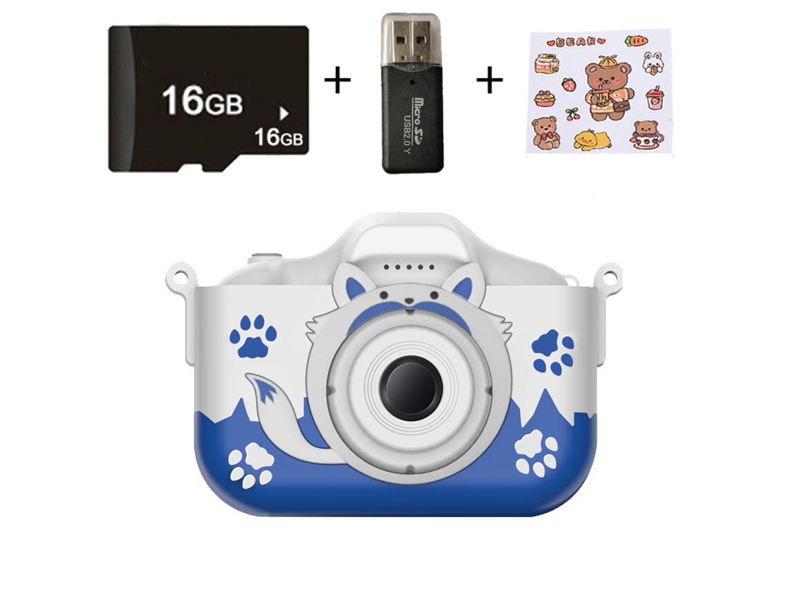 Cámara Para Niños 1080p 4000w Pixel Hd Cámara Dual Cámara Digital De Dibujos Animados 16g Azul Gertiz
