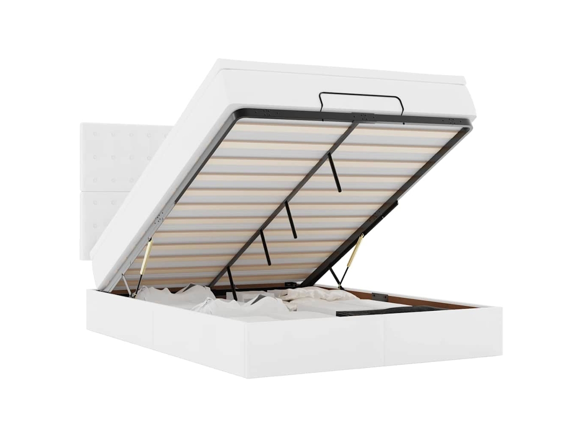 Maison Exclusive - Estructura Cama Otomana Colchón Cuero Sintético Blanco