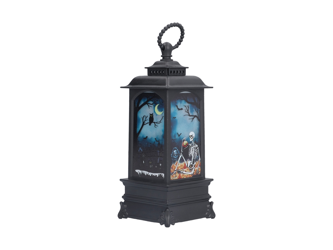 Lámpara de Halloween con LED, sin llama, diseño vintage de calavera, funciona con pilas