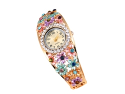 Elegante Reloj De Pulsera Retro Para Mujer Con Cuarzo Y Diamantes De Imitación De Aleación.