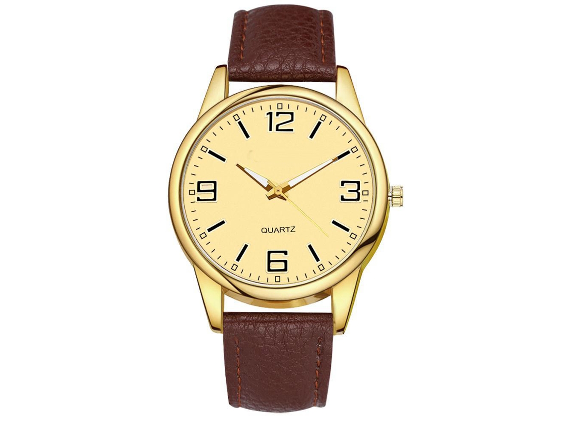Reloj De Pulsera De Cuarzo Para Hombre Con Bisel Redondo Grande De Color Sólido (rojo)
