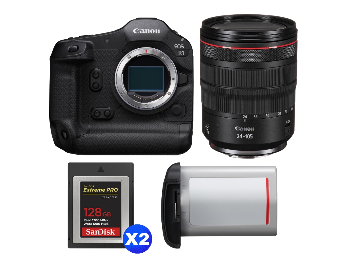 Canon Eos R1 + Rf 24-105mm F/4 L Is Usm + 2 Sandisk 128gb Extreme Pro Cfexpress Type B + Canon Lp-e19 + Ebook “20 Consejos Para Fotos Que Impactan”