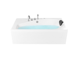 Bañera Beliani Caura Acrílica Blanca con Hidromasaje y Luces LED 80x175x62