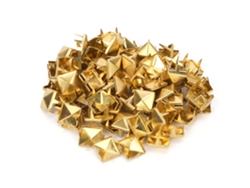 100 clavos cuadrados de cobre amarillo, 9 mm, para decoración de cuero y manualidades.