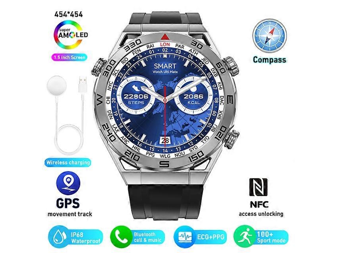 Reloj inteligente ECGPPG para adultos, deportivo con GPS y brújula, llamadas Bluetooth, pantalla HD 454454, 2024 Ly Ebike